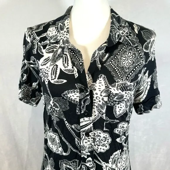 Karen Kane black and white print midi shirt dress size small - Picture 2 of 5
